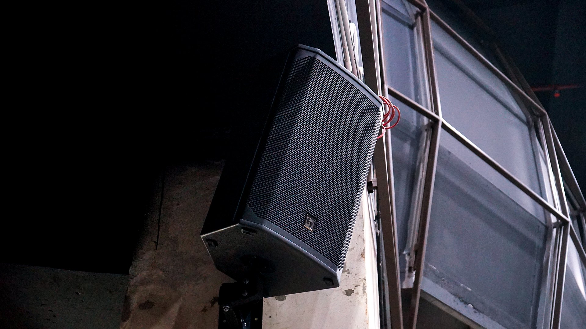 Electro-Voice line array rigged in venue