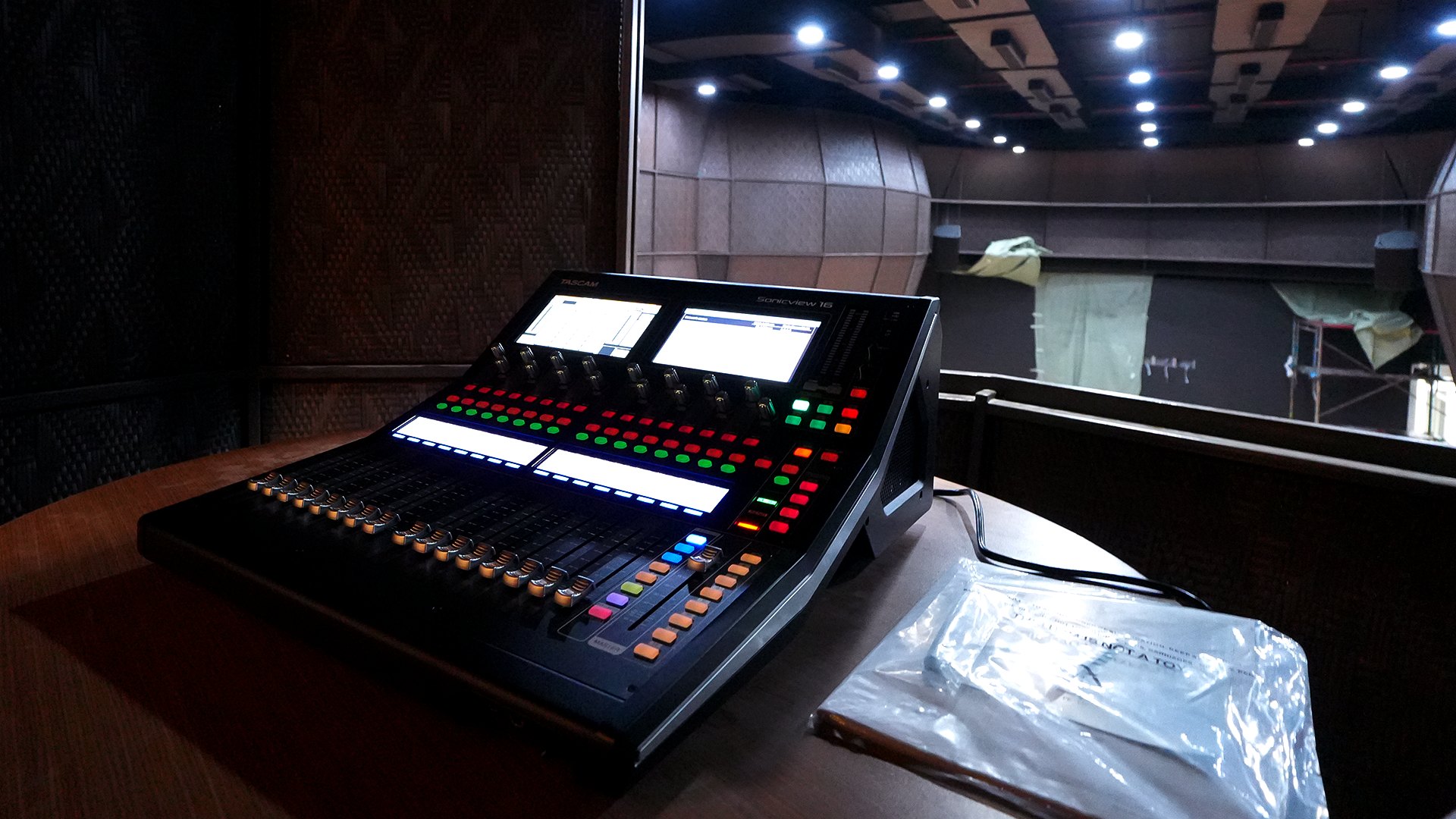 TASCAM S16 mixer overlooking a venue